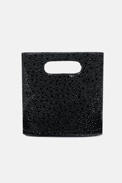 Borsa Briva nera TWENTYFOURHAITCH, vista frontale con manico integrato e decorazione a specchietti.