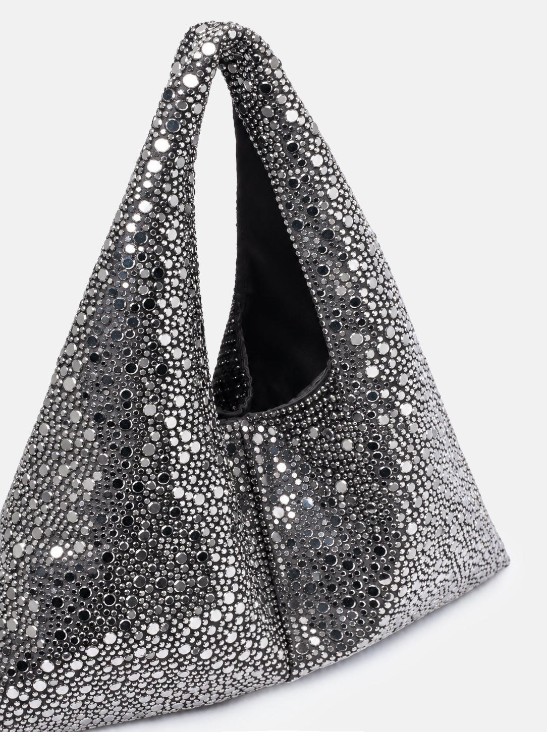Borsa Fenix nera ed ematite TWENTYFOURHAITCH, dettaglio apertura.