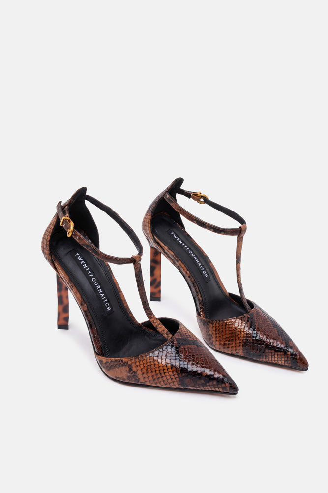 Emeris – décolleté brown snake | TWENTYFOURHAITCH – vista tre quarti