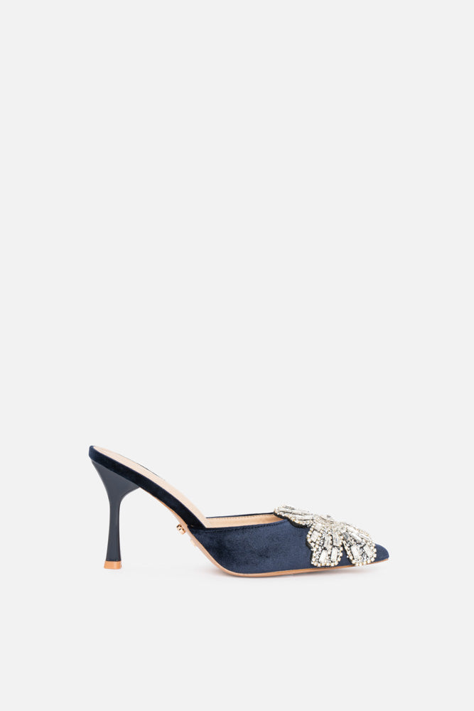 Melor – mules blu scuro | TWENTYFOURHAITCH – vista laterale