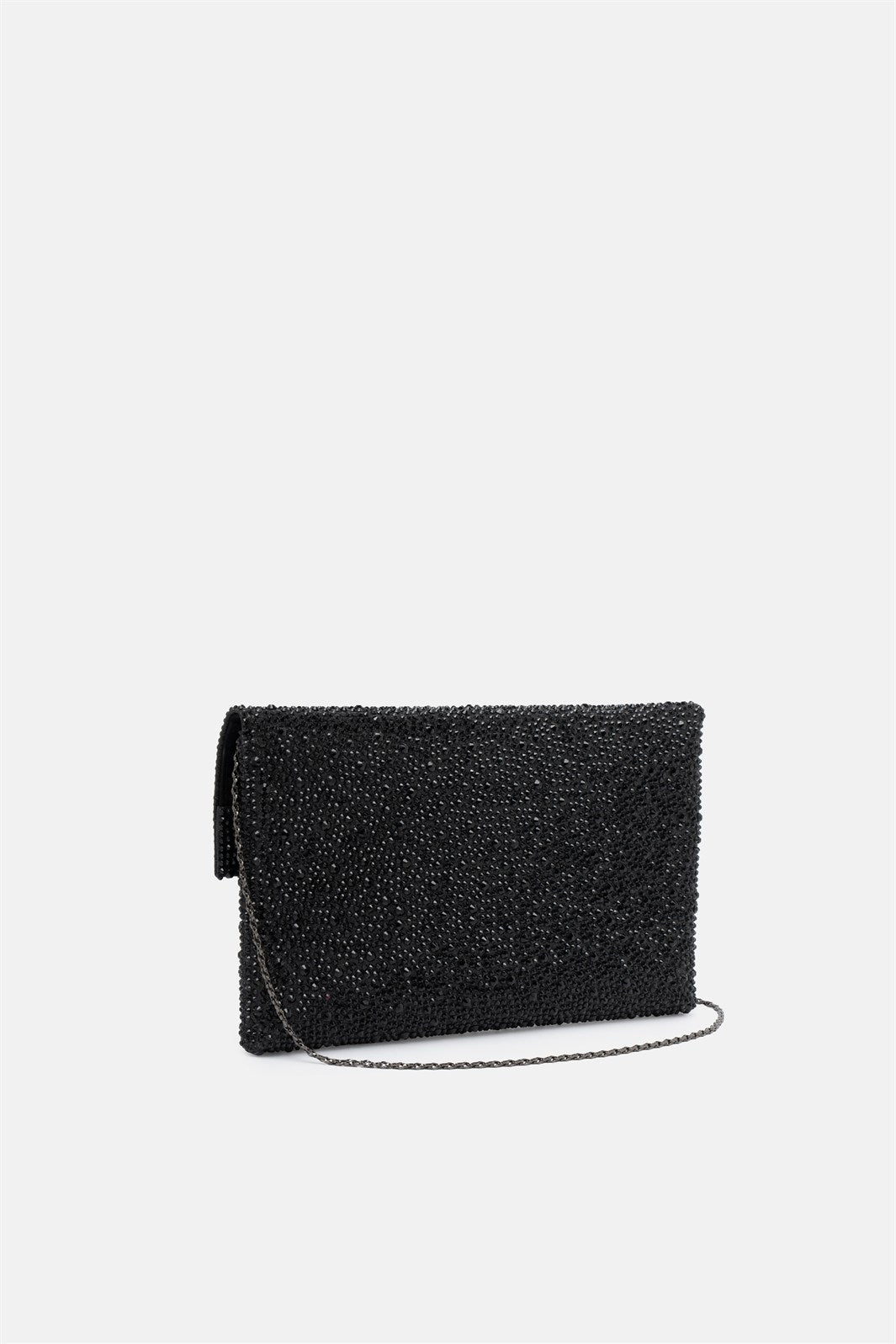 Carena – pochette strass nera | TWENTYFOURHAITCH – vista laterale