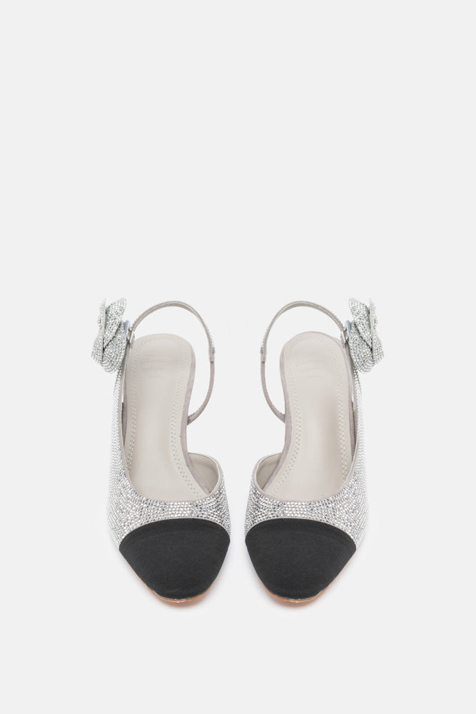 Esea – slingback argento | TWENTYFOURHAITCH – vista frontale