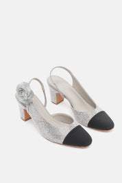 Esea – slingback argento | TWENTYFOURHAITCH – vista tre quarti