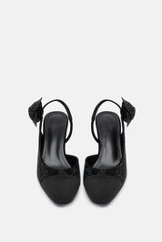 Esea – slingback nero | TWENTYFOURHAITCH – vista frontale