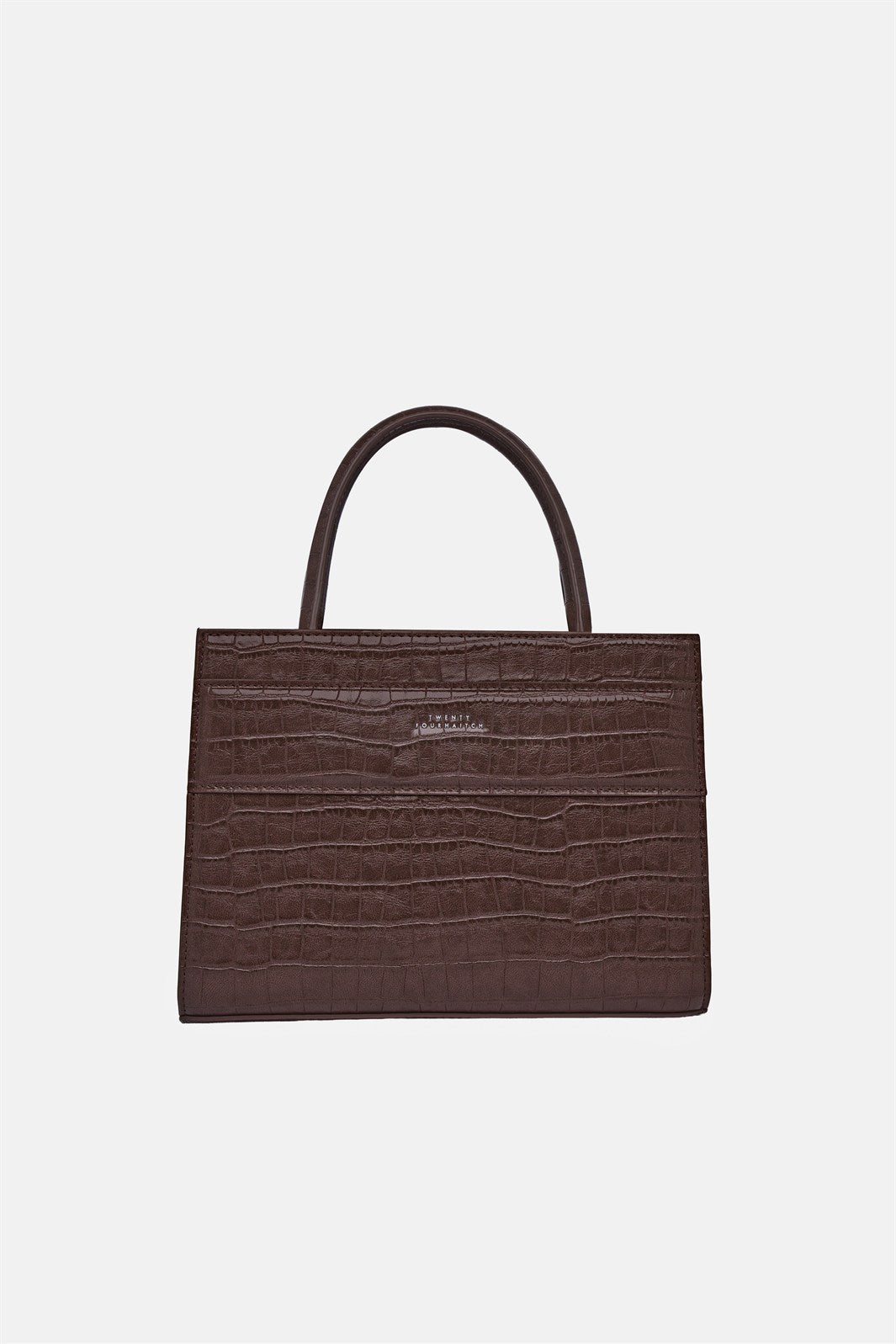 Serane – tote bag marrone croco | TWENTYFOURHAITCH – vista frontale