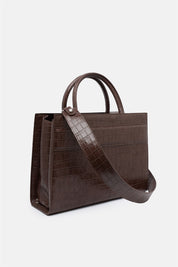 Serane – tote bag marrone croco | TWENTYFOURHAITCH – vista laterale